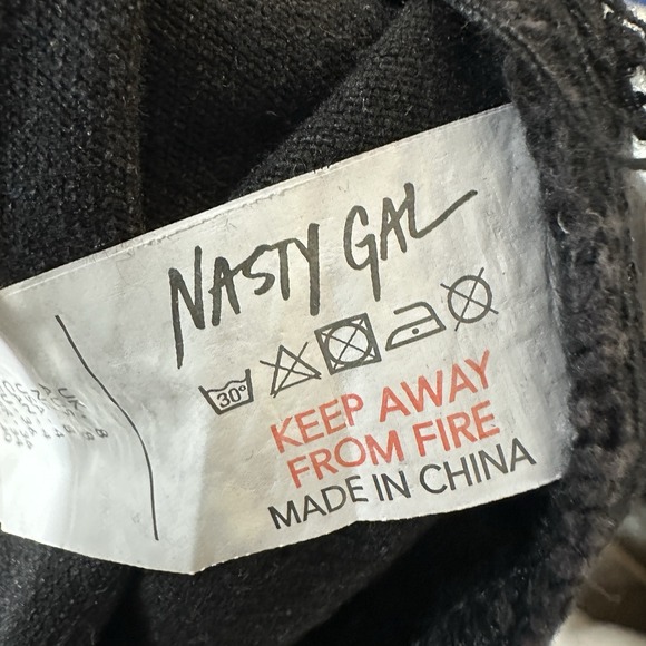 Nasty Gal Collection Black Denim Fringe Detailing Zip Up Front Jumpsuit Sz‎ US 4 - Picture 4 of 16